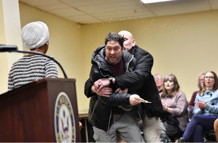 Rep. Ilhan Omar at Minnesota town hall where incident occurred